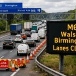 m6 walsall birmingham lanes closure